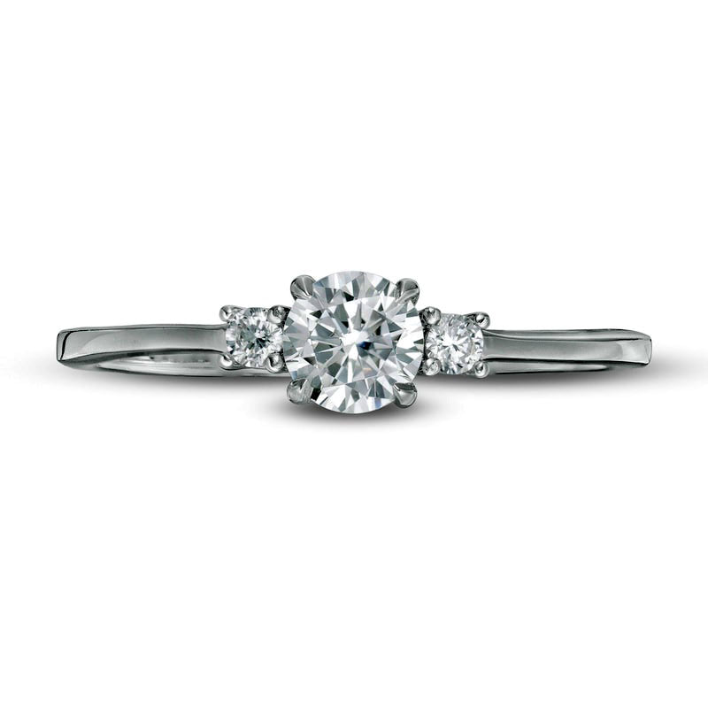 0.50 CT. T.W. Natural Diamond Three Stone Engagement Ring in Solid 14K White Gold