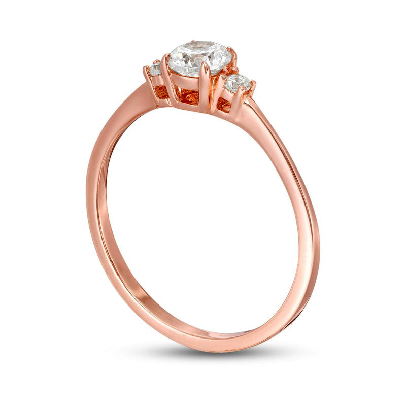 0.50 CT. T.W. Natural Diamond Three Stone Engagement Ring in Solid 14K Rose Gold