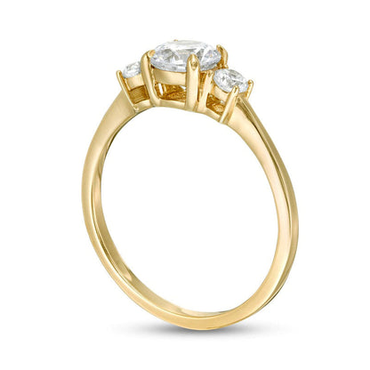 1.0 CT. T.W. Natural Diamond Three Stone Engagement Ring in Solid 14K Gold