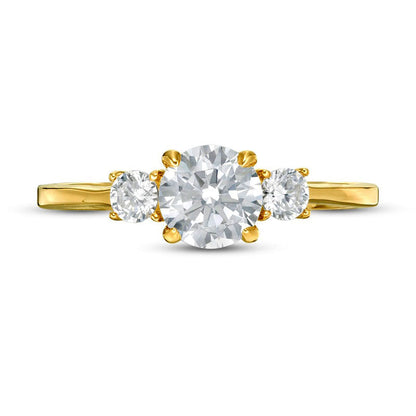 1.0 CT. T.W. Natural Diamond Three Stone Engagement Ring in Solid 14K Gold