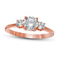 1.0 CT. T.W. Natural Diamond Three Stone Engagement Ring in Solid 14K Rose Gold