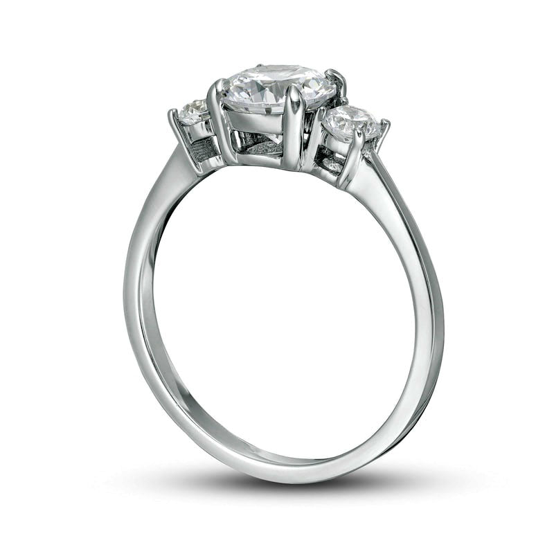 1.25 CT. T.W. Natural Diamond Three Stone Engagement Ring in Solid 14K White Gold