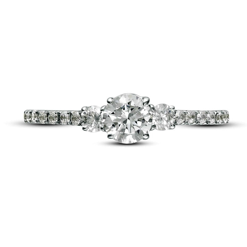 0.75 CT. T.W. Natural Diamond Three Stone Engagement Ring in Solid 14K White Gold