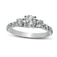 1.5 CT. T.W. Natural Diamond Three Stone Engagement Ring in Solid 14K White Gold