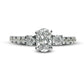 1.33 CT. T.W. Oval Natural Diamond Three Stone Engagement Ring in Solid 14K White Gold