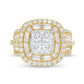 2.5 CT. T.W. Composite Natural Diamond Alternating Double Cushion Frame Engagement Ring in Solid 14K Gold