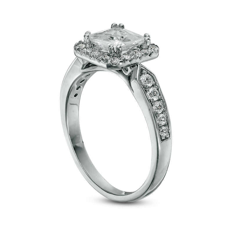 1.5 CT. T.W. Princess-Cut Natural Diamond Frame Engagement Ring in Solid 14K White Gold
