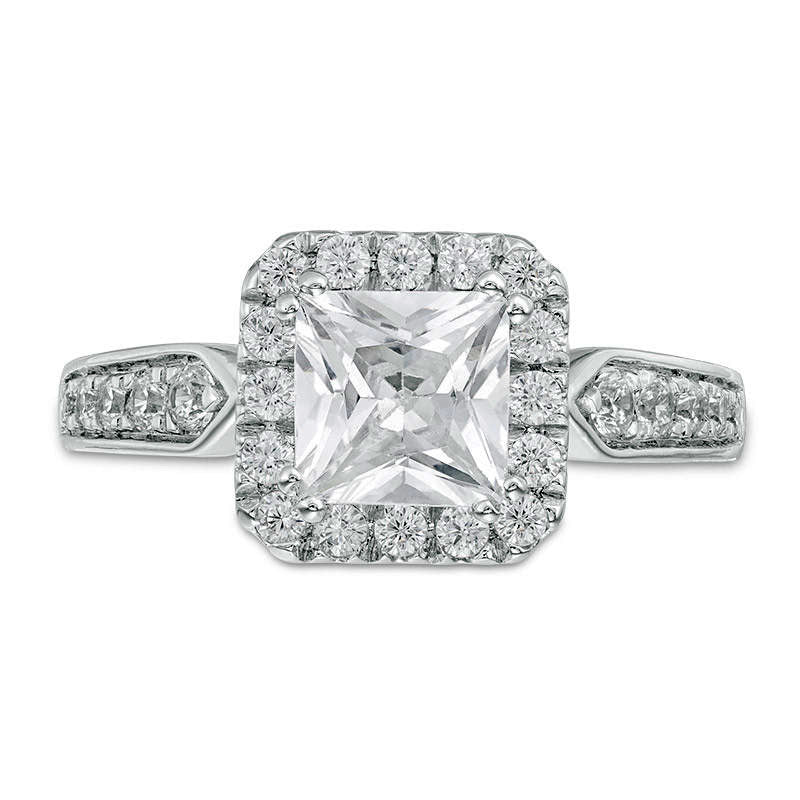 1.5 CT. T.W. Princess-Cut Natural Diamond Frame Engagement Ring in Solid 14K White Gold