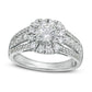 1.5 CT. T.W. Natural Diamond Cushion Frame Multi-Row Engagement Ring in Solid 14K White Gold