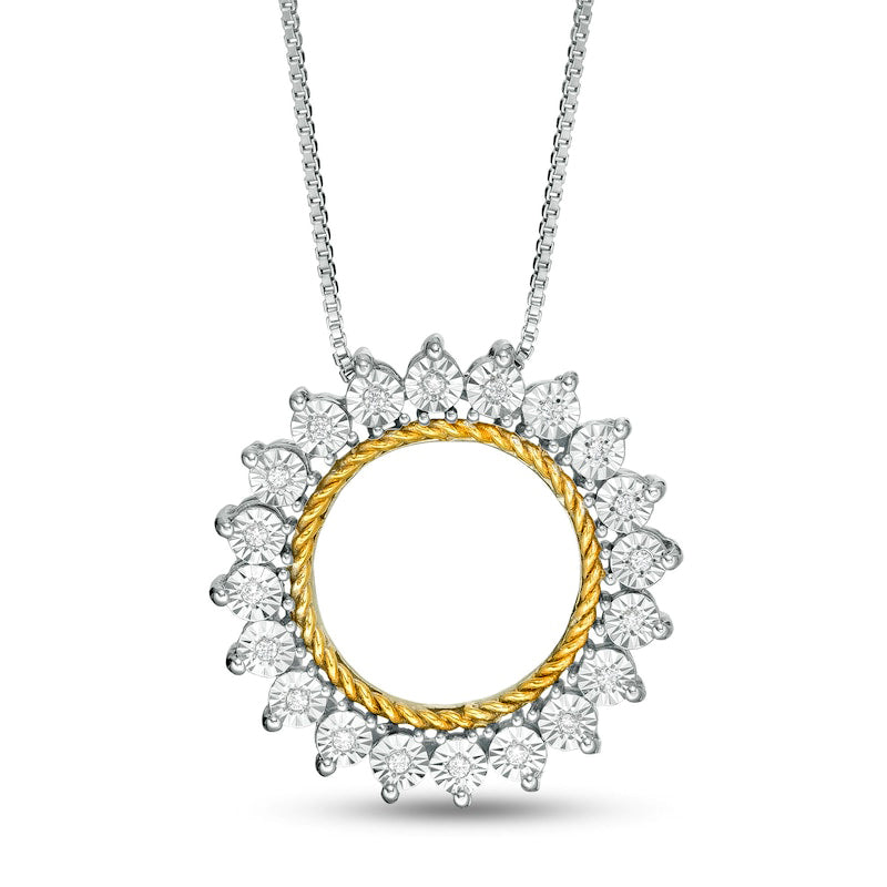 0.05 CT. T.W. Natural Diamond Sun Outline Pendant in Sterling Silver and 14K Gold Plate