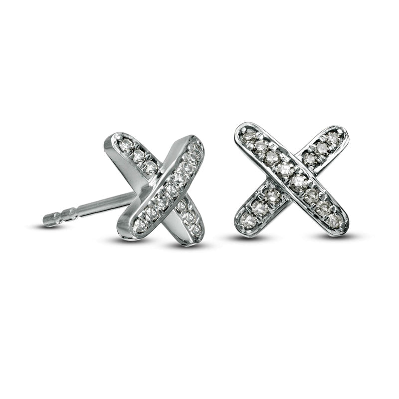 0.1 CT. T.W. Diamond X" Stud Earrings in 10K White Gold"