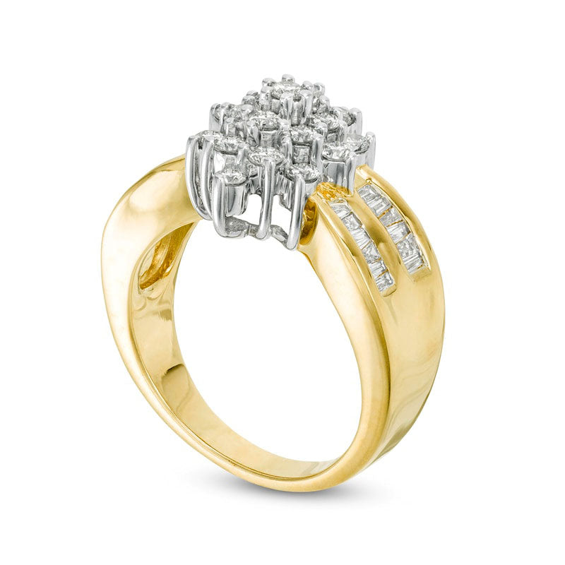 1.0 CT. T.W. Marquise Composite Natural Diamond Ring in Solid 10K Yellow Gold