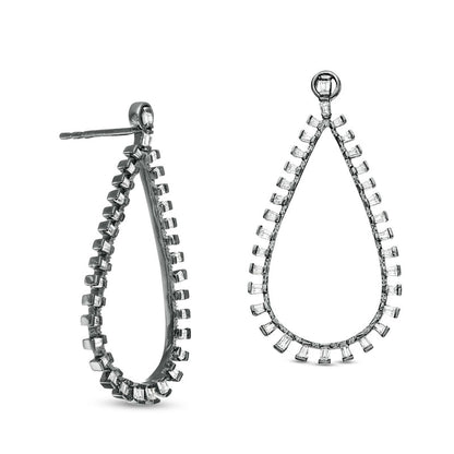 0.38 CT. T.W. Diamond Teardrop Earrings in 10K White Gold with Black Rhodium