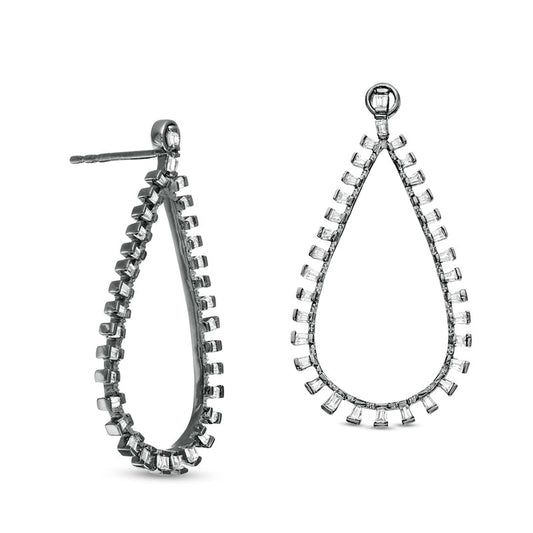 0.38 CT. T.W. Diamond Teardrop Earrings in 10K White Gold with Black Rhodium