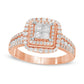 1.0 CT. T.W. Princess-Cut Quad Natural Diamond Square Frame Engagement Ring in Solid 14K Rose Gold