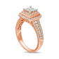 1.0 CT. T.W. Princess-Cut Quad Natural Diamond Square Frame Engagement Ring in Solid 14K Rose Gold