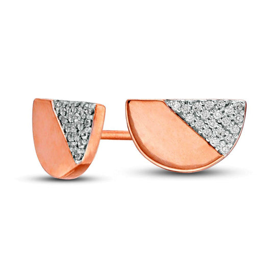 0.13 CT. T.W. Diamond Half Circles Stud Earrings in 10K Rose Gold