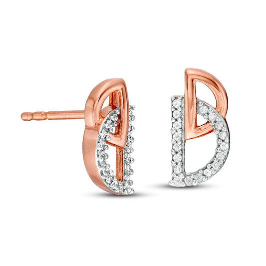 0.05 CT. T.W. Diamond Interlocking Half Circle Stud Earrings in 10K Rose Gold