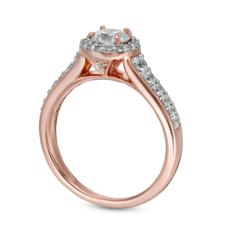 1.0 CT. T.W. Natural Diamond Frame Engagement Ring in Solid 14K Rose Gold