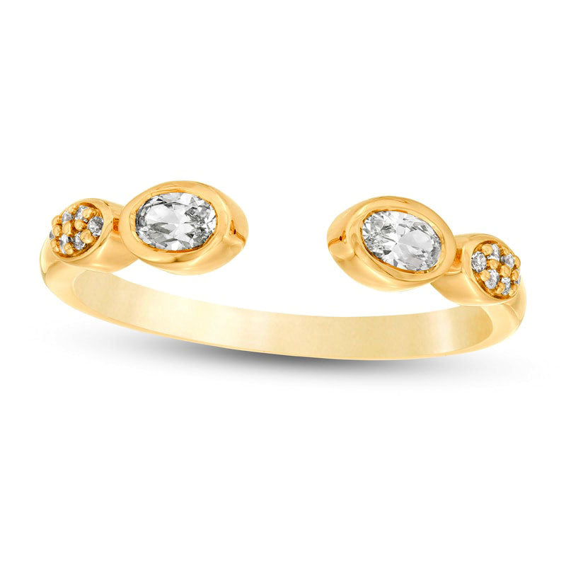 0.33 CT. T.W. Oval and Round Natural Diamond Open Shank Ring in Solid 10K Yellow Gold