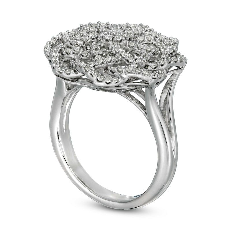 0.75 CT. T.W. Natural Diamond Flower Ring in Solid 10K White Gold