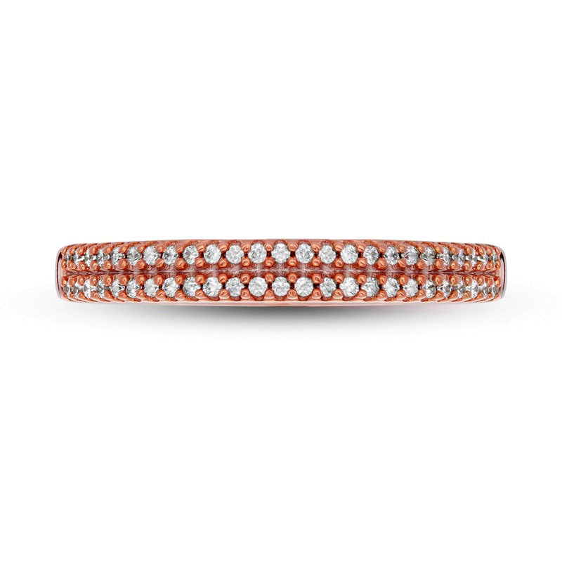 0.17 CT. T.W. Natural Diamond Engravable Double Row Anniversary Band in Solid 10K Rose Gold (1 Line)