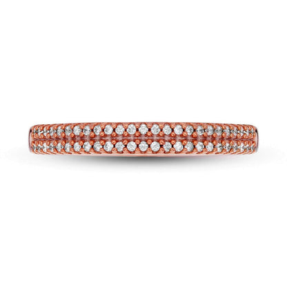 0.17 CT. T.W. Natural Diamond Engravable Double Row Anniversary Band in Solid 10K Rose Gold (1 Line)
