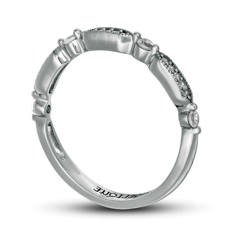 0.20 CT. T.W. Natural Diamond Engravable Art Deco Antique Vintage-Style Anniversary Band in Solid 10K White Gold (1 Line)