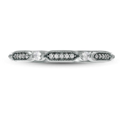 0.20 CT. T.W. Natural Diamond Engravable Art Deco Antique Vintage-Style Anniversary Band in Solid 10K White Gold (1 Line)