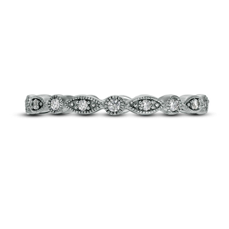 0.20 CT. T.W. Natural Diamond Marquise and Circle Alternating Antique Vintage-Style Eternity Anniversary Band in Solid 10K White Gold