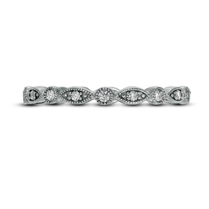 0.20 CT. T.W. Natural Diamond Marquise and Circle Alternating Antique Vintage-Style Eternity Anniversary Band in Solid 10K White Gold