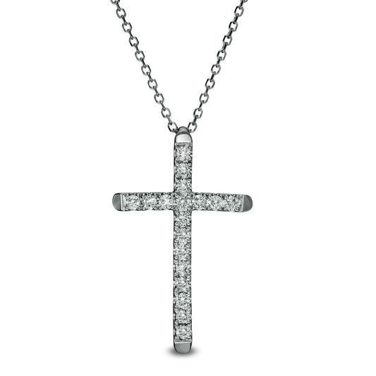 0.25 CT. T.W. Certified Natural Diamond Cross Pendant in 14K White Gold (H/I1)