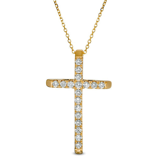 0.5 CT. T.W. Certified Natural Diamond Cross Pendant in 14K Gold (H/I1)