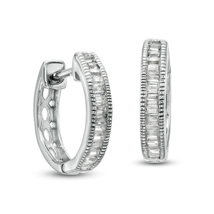 0.25 CT. T.W. Baguette Diamond Vintage-Style Hoop Earrings in 10K White Gold