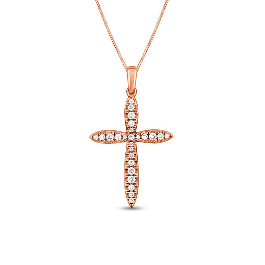 0.33 CT. T.W. Natural Diamond Tapered Cross Pendant in 10K Rose Gold