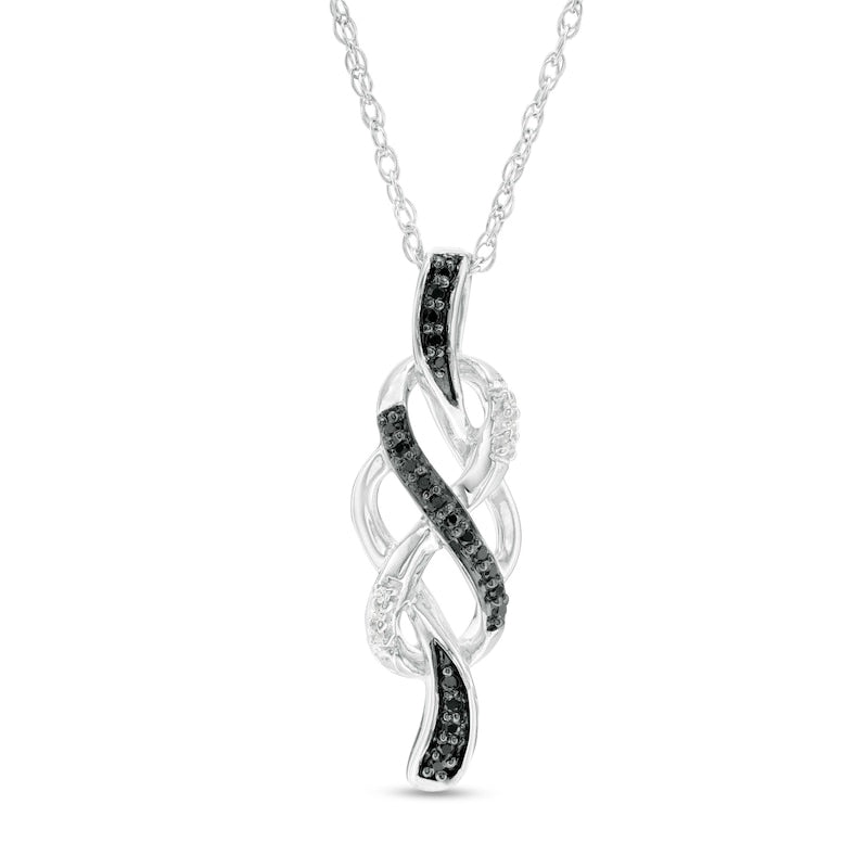 0.1 CT. T.W. Enhanced Black and White Natural Diamond Infinity Knot Pendant in Sterling Silver