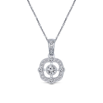 0.2 CT. T.W. Natural Diamond Cushion Frame Antique Vintage-Style Pendant in Sterling Silver