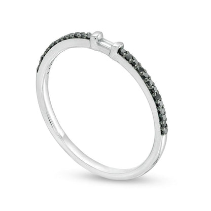 0.10 CT. T.W. Enhanced Black and White Natural Diamond Anniversary Band in Solid 10K White Gold