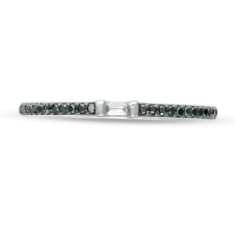 0.10 CT. T.W. Enhanced Black and White Natural Diamond Anniversary Band in Solid 10K White Gold