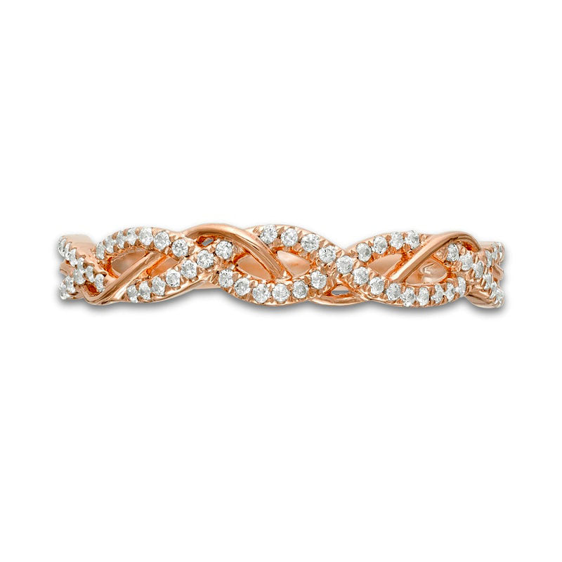 0.17 CT. T.W. Natural Diamond Twist Anniversary Band in Solid 10K Rose Gold