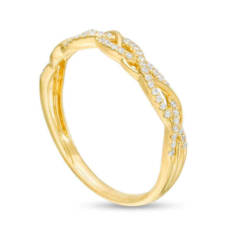 0.17 CT. T.W. Natural Diamond Twist Anniversary Band in Solid 10K Yellow Gold