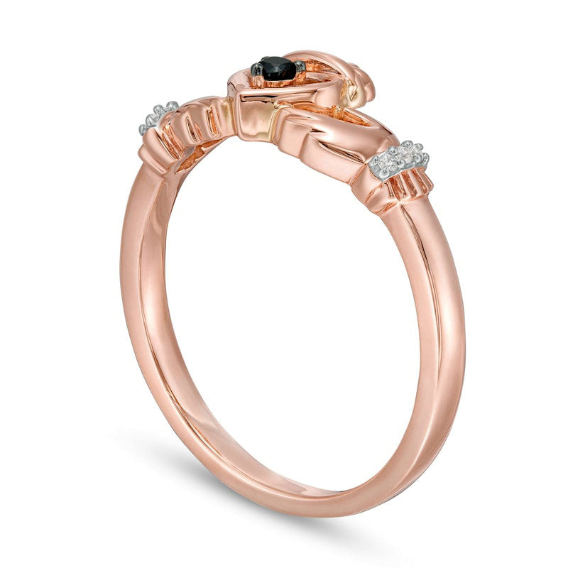 0.05 CT. T.W. Enhanced Black and White Natural Diamond Claddagh Ring in Solid 10K Rose Gold