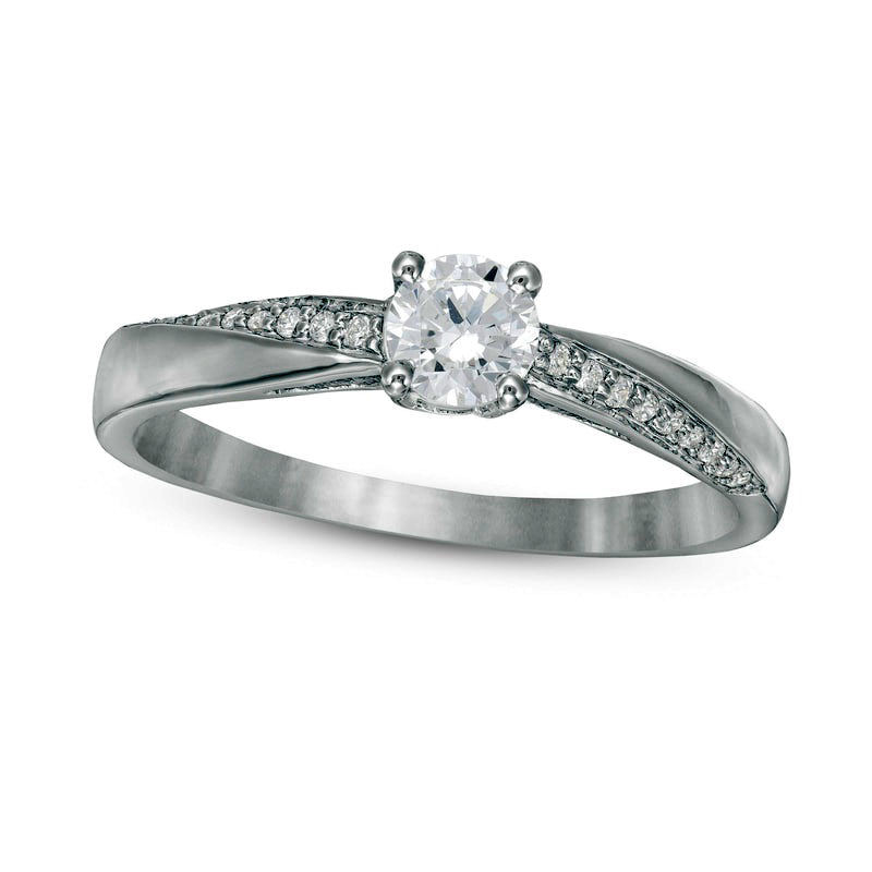 0.33 CT. T.W. Natural Diamond Engagement Ring in Solid 10K White Gold