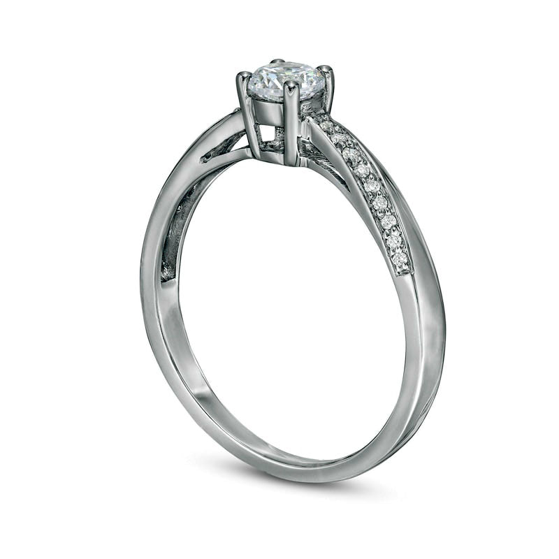 0.33 CT. T.W. Natural Diamond Engagement Ring in Solid 10K White Gold