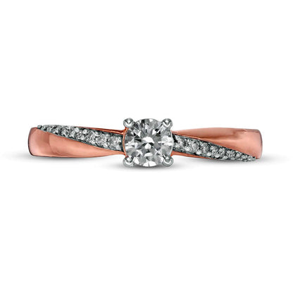 0.33 CT. T.W. Natural Diamond Engagement Ring in Solid 10K Rose Gold