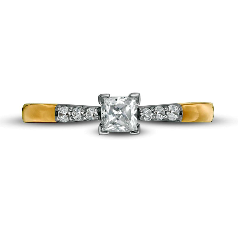 0.33 CT. T.W. Princess-Cut Natural Diamond Engagement Ring in Solid 10K Yellow Gold