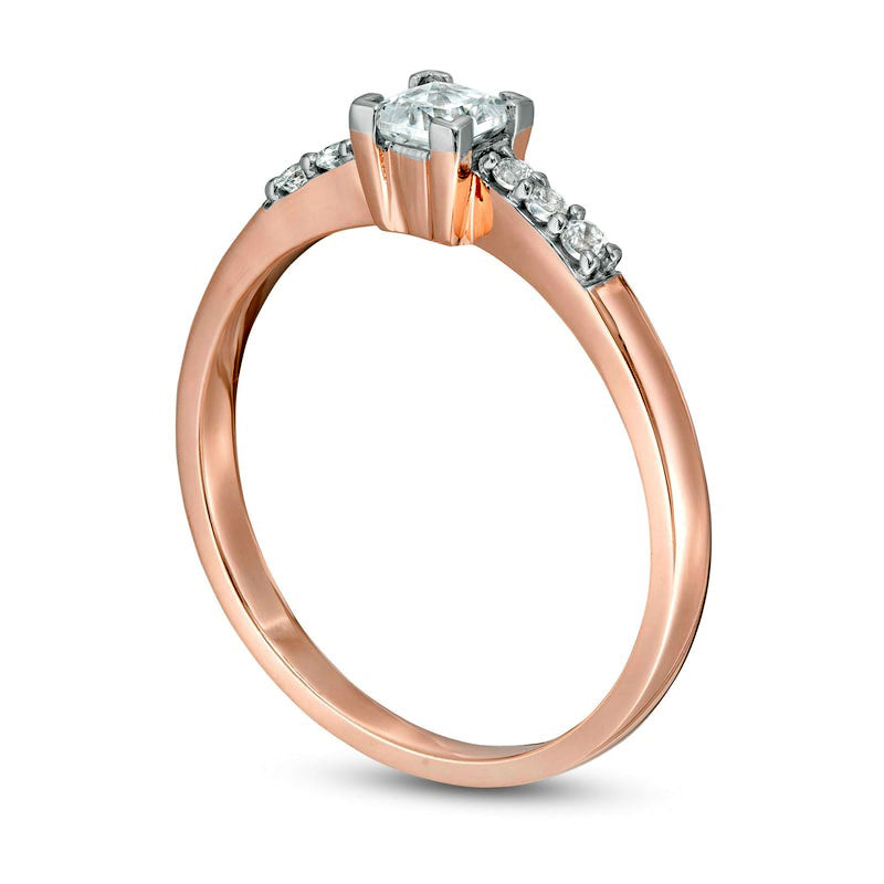 0.33 CT. T.W. Princess-Cut Natural Diamond Engagement Ring in Solid 10K Rose Gold