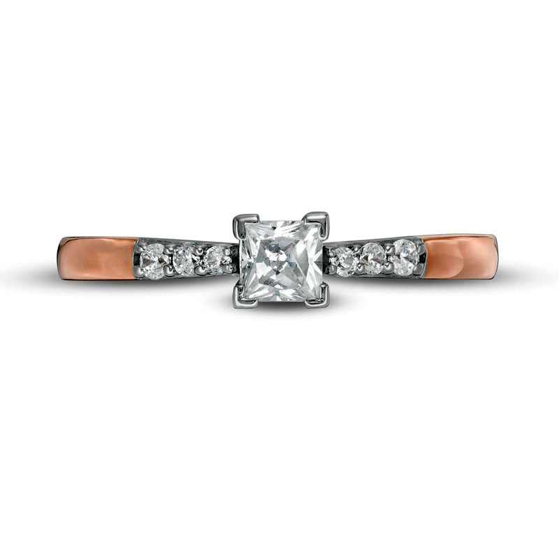 0.33 CT. T.W. Princess-Cut Natural Diamond Engagement Ring in Solid 10K Rose Gold