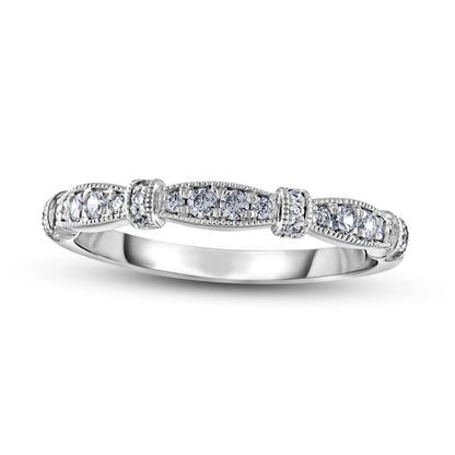 0.20 CT. T.W. Natural Diamond Alternating Collar Antique Vintage-Style Stackable Band in Solid 14K White Gold