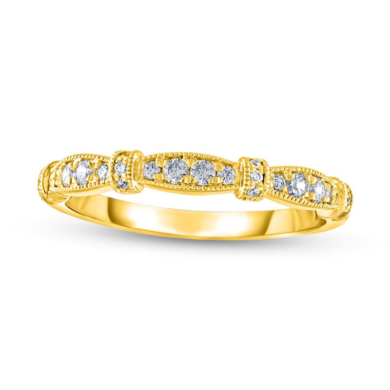 0.20 CT. T.W. Natural Diamond Alternating Collar Antique Vintage-Style Stackable Band in Solid 14K Gold